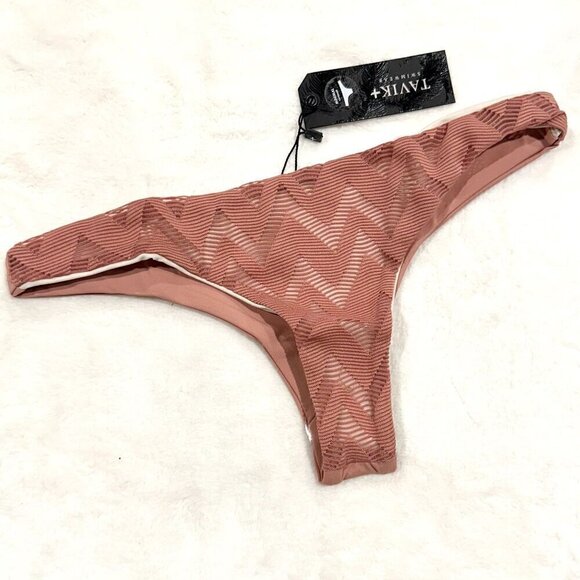 NWT Tavik Ali Mini Swim Bottom Textured Chevron in Rose Dawn - Extra Small - Picture 2 of 8